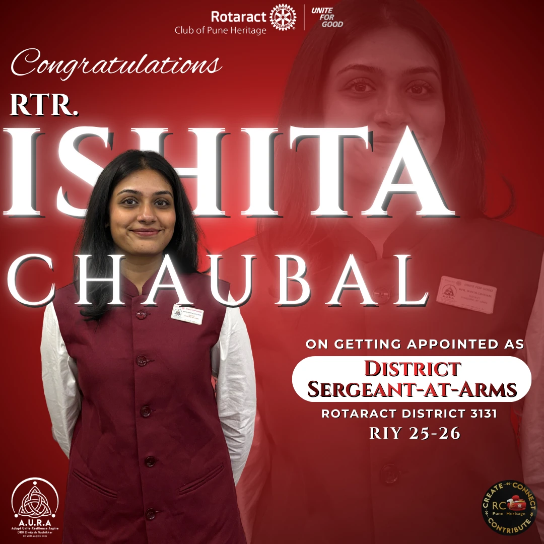 District Sergeant-at-Arms Ishita Chaubal from Rotaract District 3131